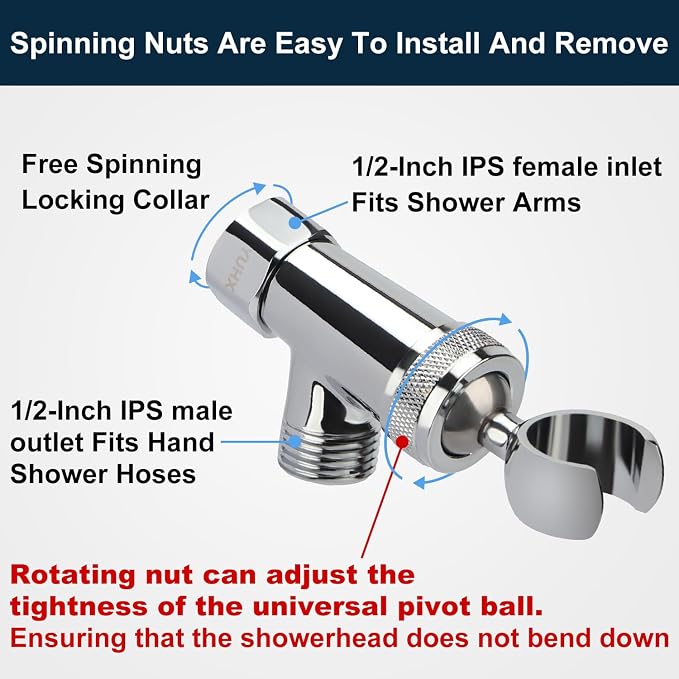 YUHX All Metal Shower Head Holder and Hose Stainless Steel Extra Long 6 ft - Image 3