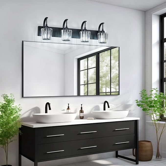 Modern Bathroom Vanity Light, 4-Light Black Wall Sconce - Image 6