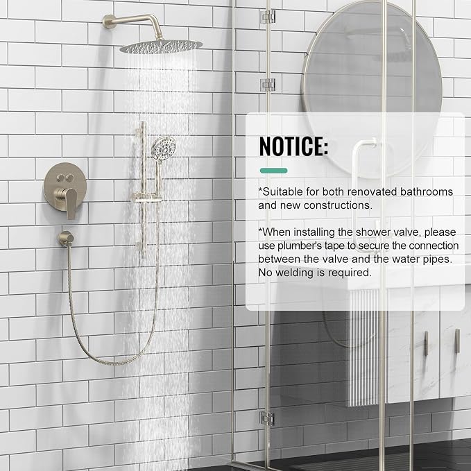 SR SUN RISE Shower System: 10 Inch Rainfall Shower Head - Image 5
