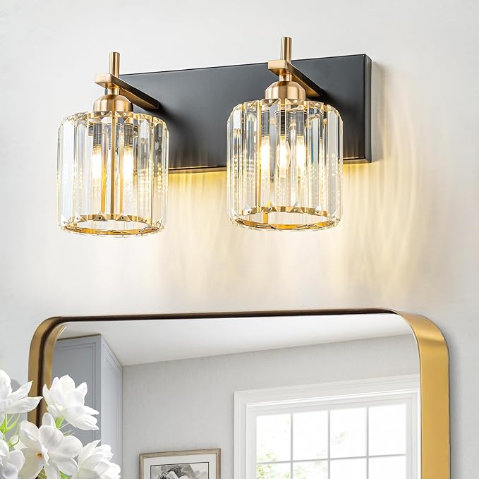 2-Light Crystal Bathroom Vanity Lights - Image 2