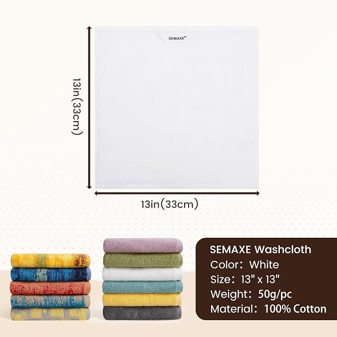 SEMAXE 100% Cotton Washcloths for Bathroom - Image 2
