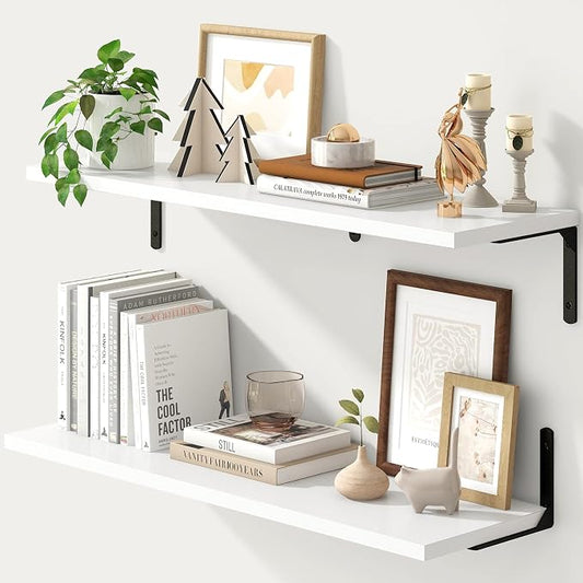 Fun Memories Deep Floating Shelves, 32W x 8D Floating Shelves Set of 2 by FunMemories