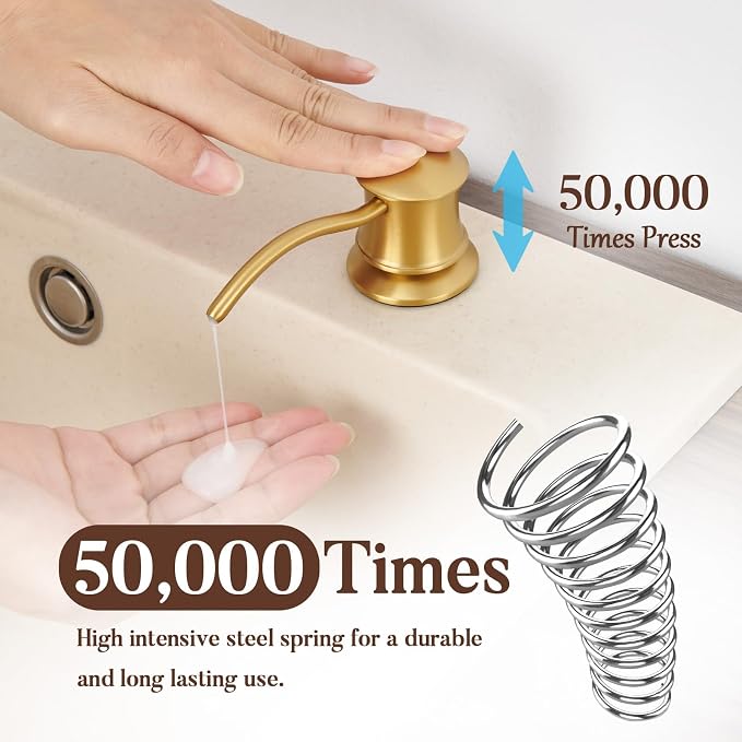 Built in Soap Dispenser for Kitchen Sink Countertop, Solid Brass Pump Head Long - Image 6