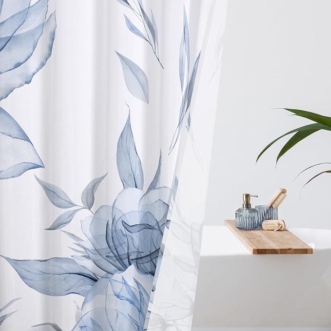 Small Stall Boho Watercolor Floral Shower Curtain 36 x 72, Artistic Narrow Half - Image 3