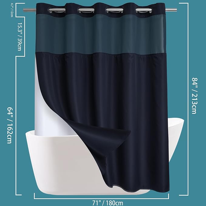 Conbo Mio Extra Long No Hook Shower Curtain - Image 6