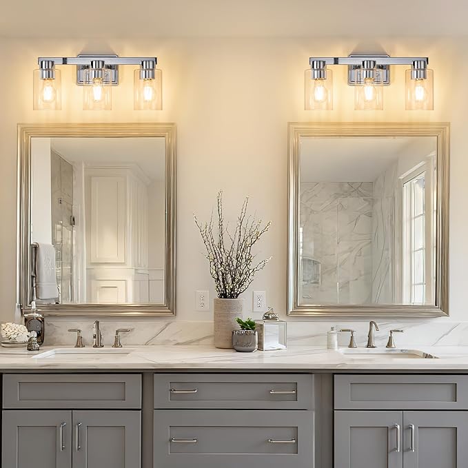 3-Light Bathroom Light Fixtures Modern Chrome Vanity Lights - Image 8