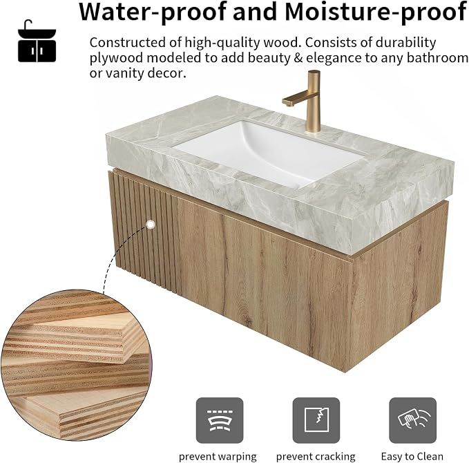 LKTART Floating 36 Inch Bathroom Vanity - Image 7
