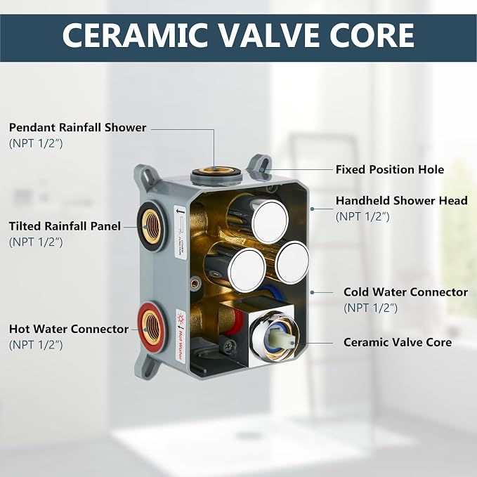 Aolemi Shower Faucet Set Ceiling Mount Shower System Rough-in Valve and Shower - Image 7