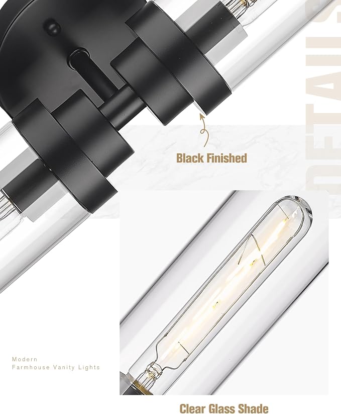 Emak 2 Light Black Vanity Lights - Image 3