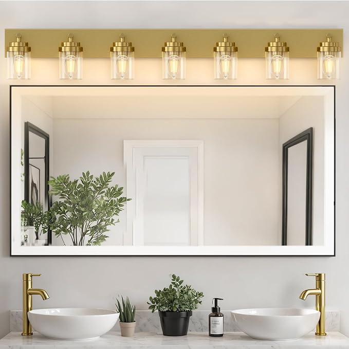 IZORRO Bathroom Vanity Light Fixture, 7-Light 51 Inch Gold Bathroom Light - Image 4