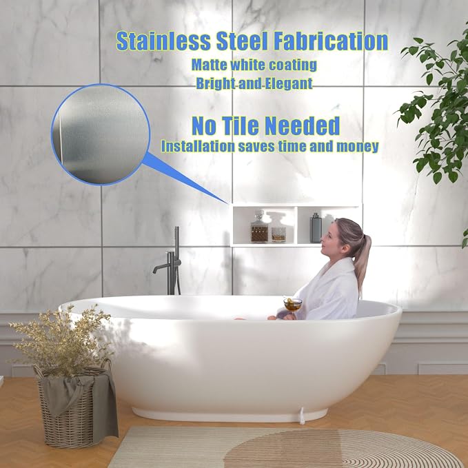 Narrow Shower Niche for Tiny Shower Room Storage, Insert Tile Ready, Double - Image 5