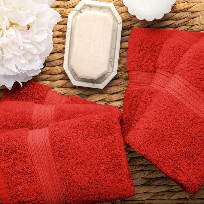 Superior Egyptian Cotton Pile Face Towel/Washcloth Set of 6, Ultra Soft Luxury - Image 8