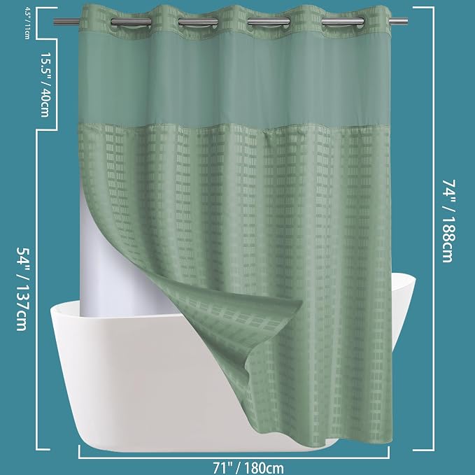 Conbo Mio No Hook Sage Green Shower Curtain - Image 6