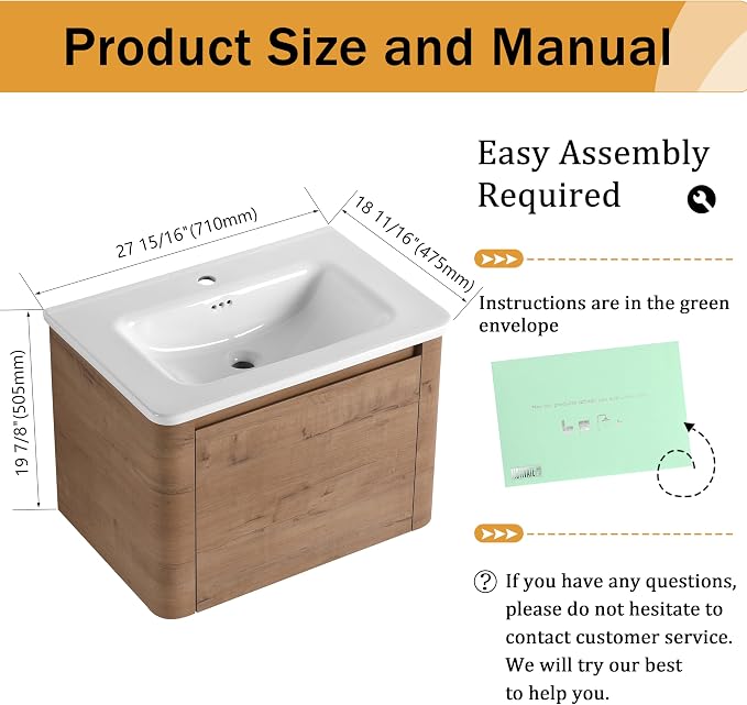 28 Inch Wall-Mounted Vanity - Image 2