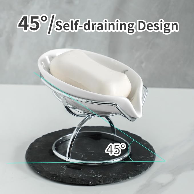 Leaf-Shaped Soap Dish – Premium Ceramic Soap Bar Holder - Image 2