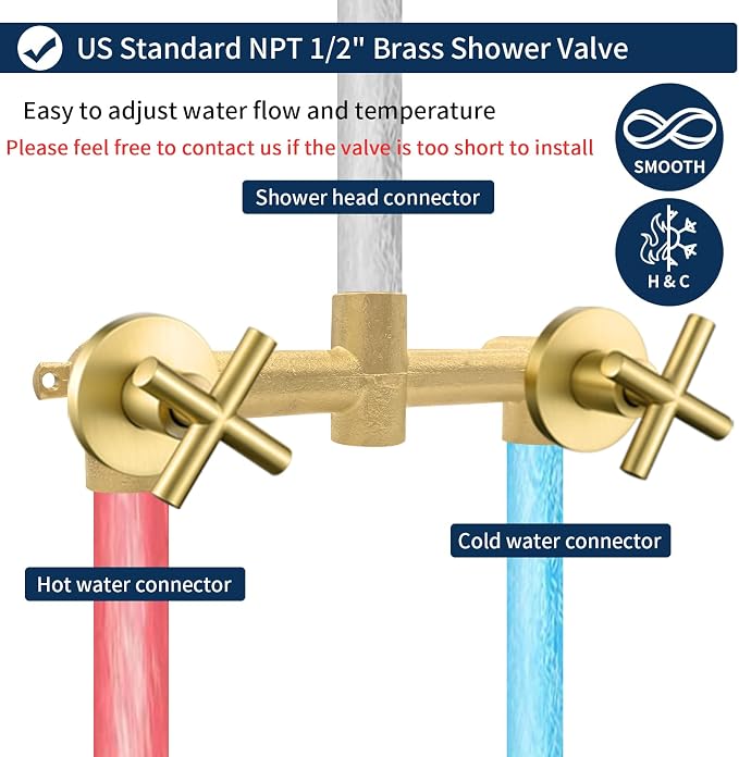2 Handle Shower Faucet Shower System Complete 2 in 1 Shower Combo Set - Image 5
