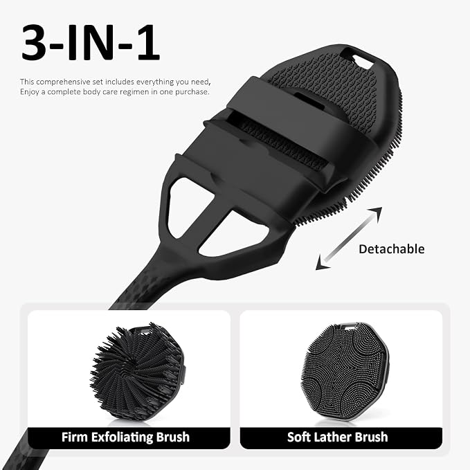 3PCS Extender Handle Set, 17in Lengthen Detachable Long Handle Back Brush*1 - Image 4