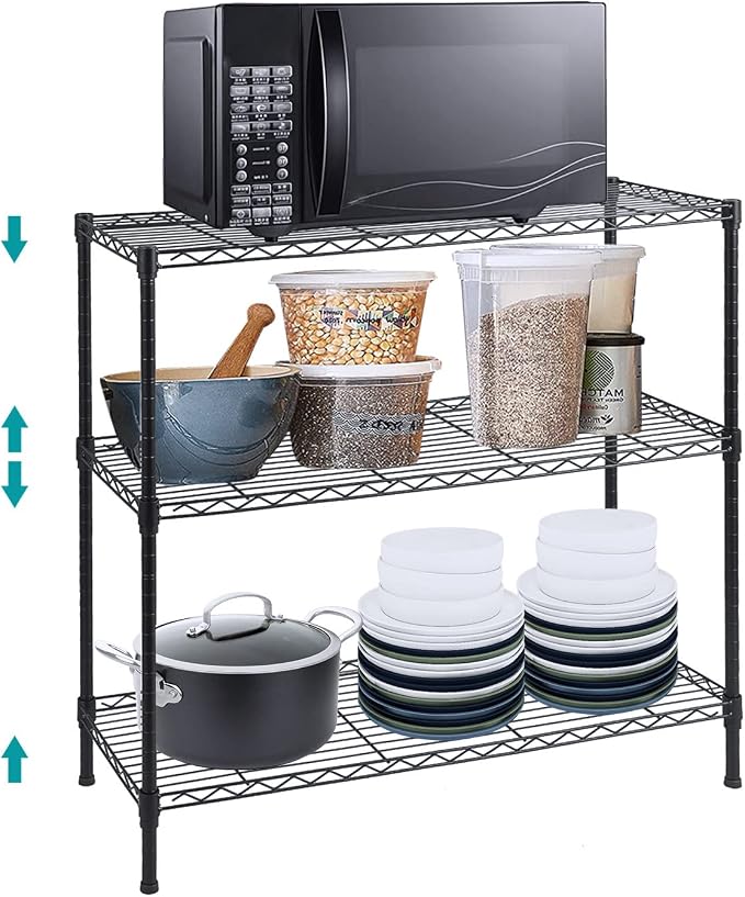 BNSPLY 3-Tier Wire Shelving Unit, Adjustable Metal Wire Shelves by BNSPLY