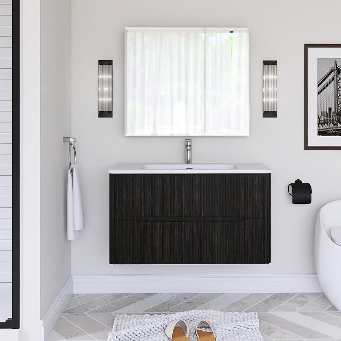36-Inch Bathroom Vanity with Sink, Modern Wall Mounted Floating Bathroom Vanity - Image 3