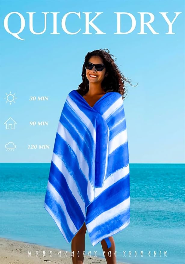 2 Pack Microfiber Lightweight Thin Beach Towel Sand Free Quick Dry Super - Image 6
