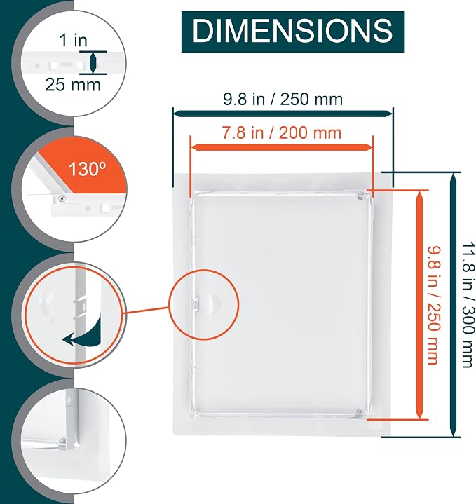 8" x 10" White Metal Access Door. Shaft Door Panel - Image 2
