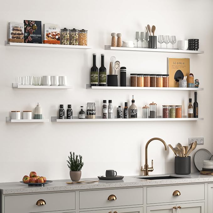 Heimlove Picture Ledge Shelf, Floating Shelves Set of 2, 72 Inches Long Large - Image 2