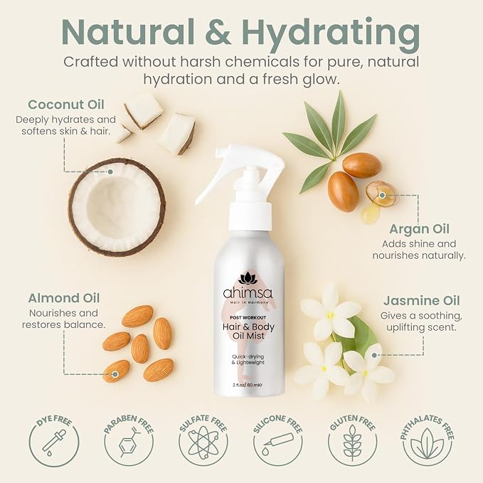 Ahimsa Hair and Body Mist Glow Spray, Fast-Drying Non-Greasy Dry Oil Hair - Image 3