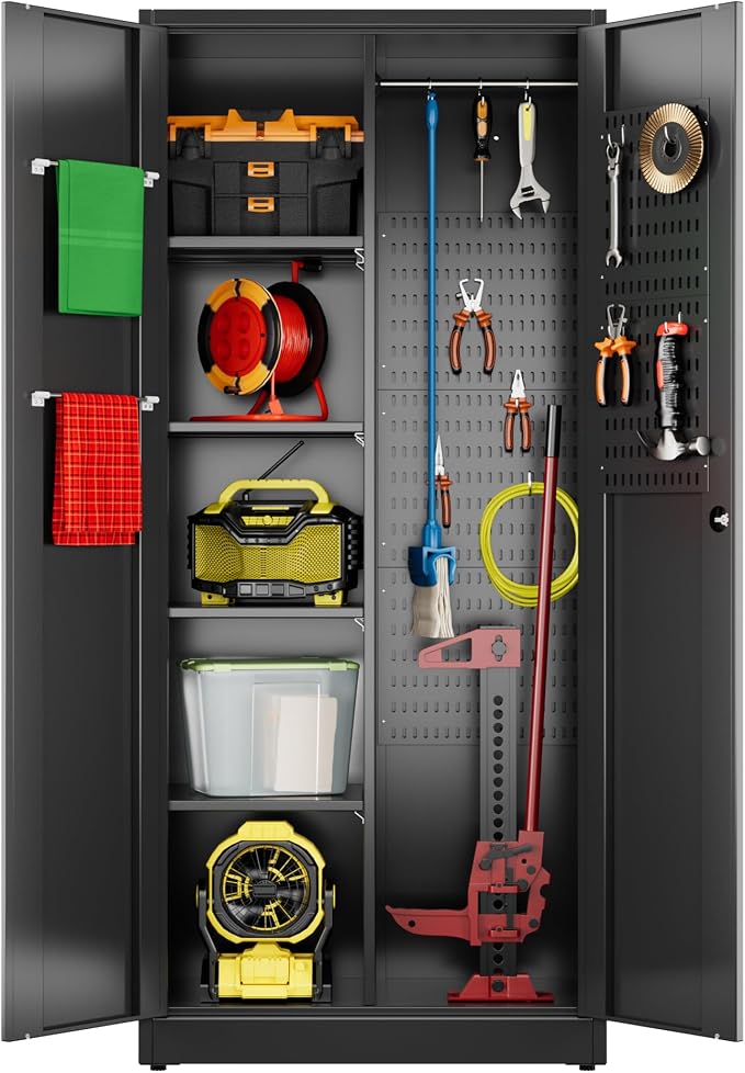 Aobabo Broom Closet Storage Cabinet, Lockable Garage Storage Cabinet by Aobabo
