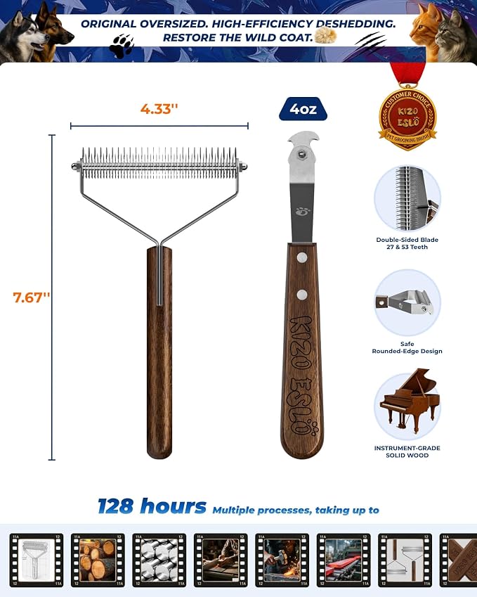 Extra Large 2-Sided Dog Brush For Shedding Undercoat Rake for Dogs & Cats - Image 7
