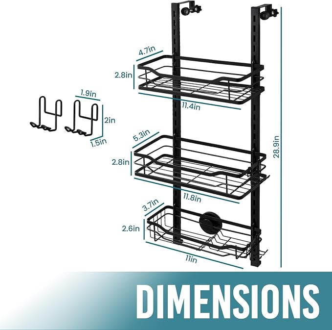 TAILI Hanging Shower Caddy Over The Door Adjustable Hanging Organizer Rack - Image 6