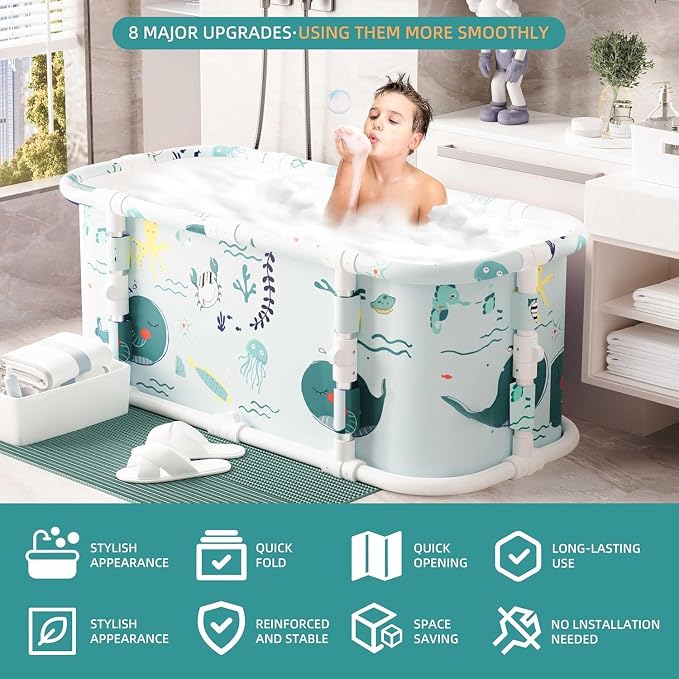 Portable Bathtub, 47“ Foldable Bathtub-Installation Free, 7 Layers Thicken - Image 7