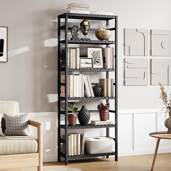 Bamjoy Bamboo Shelf, 6-Tier Bookshelf Adjustable Storage Shelves, Tall Shelving - Image 7