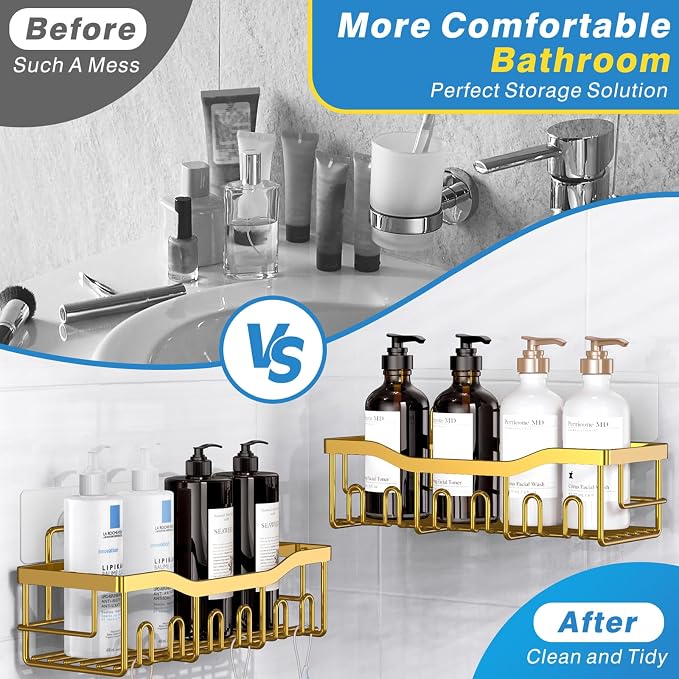 EUDELE Shower Caddy 2 Pack, Adhesive Organizer - Image 4