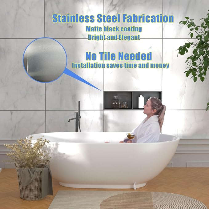 Narrow Shower Niche for Tiny Bathroom Storage, No Tile Needed, Recessed Wall - Image 5