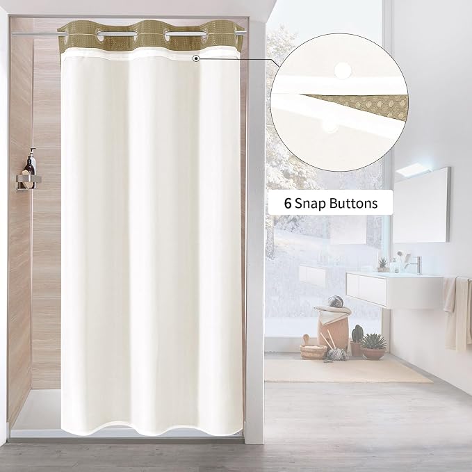 MitoVilla Beige Waffle Small Stall Shower Curtain Liner Set 36 x 74, No Hooks - Image 2