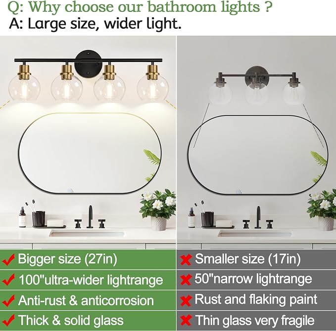 2025 Upgrade 4-Light Bathroom Light Fixtures, Vanity Lights - Image 2