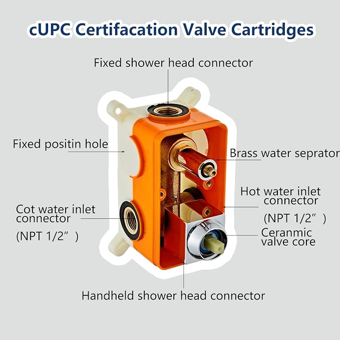 Bathroom Shower System 8 Inch Rain Shower Head and Handheld Wall Mounted - Image 3