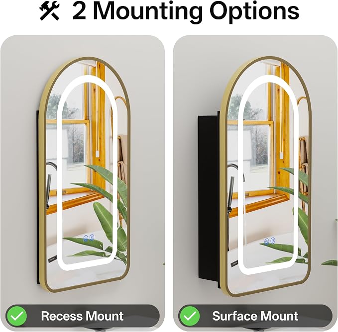 LED Arched Bathroom Medicine Cabinet - Image 4