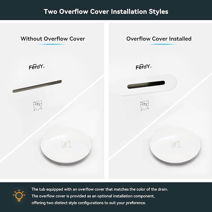 FerdY Nami 67" Acrylic Freestanding Bathtub, V Shape Freestanding Soaking - Image 3