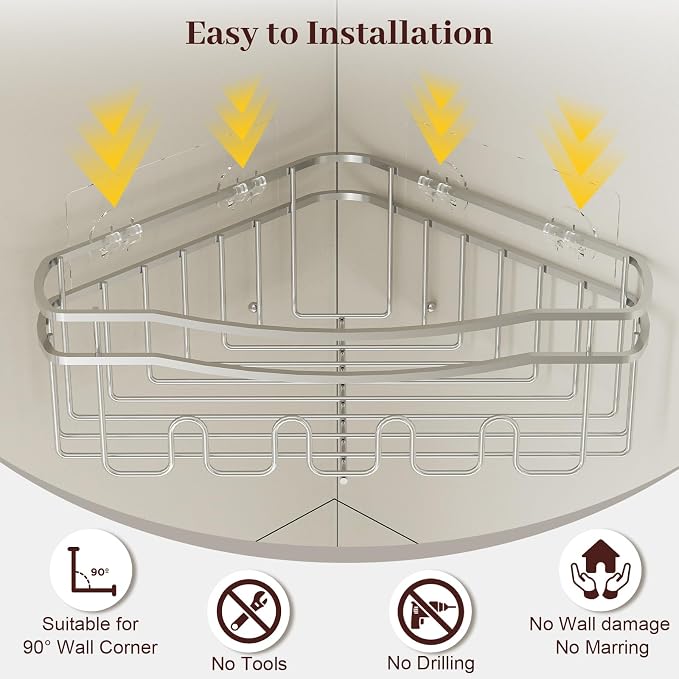Chrome Shower Caddy Corner, Rustproof Bathroom Organizer Corner - Image 6