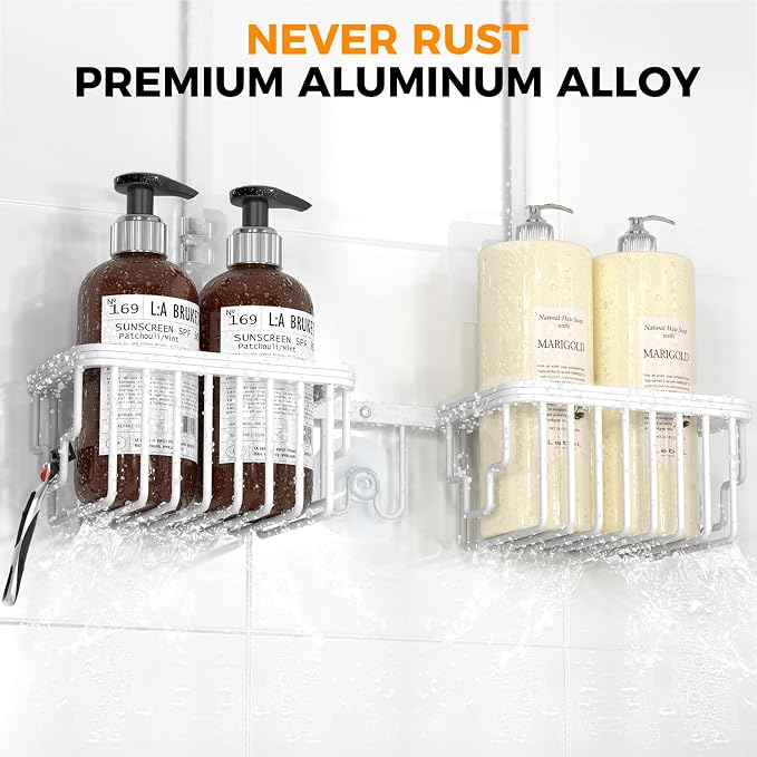 REINHARDT Aluminum Shower Caddy Hanging Adjustable Shower Caddy, Rustproof - Image 3