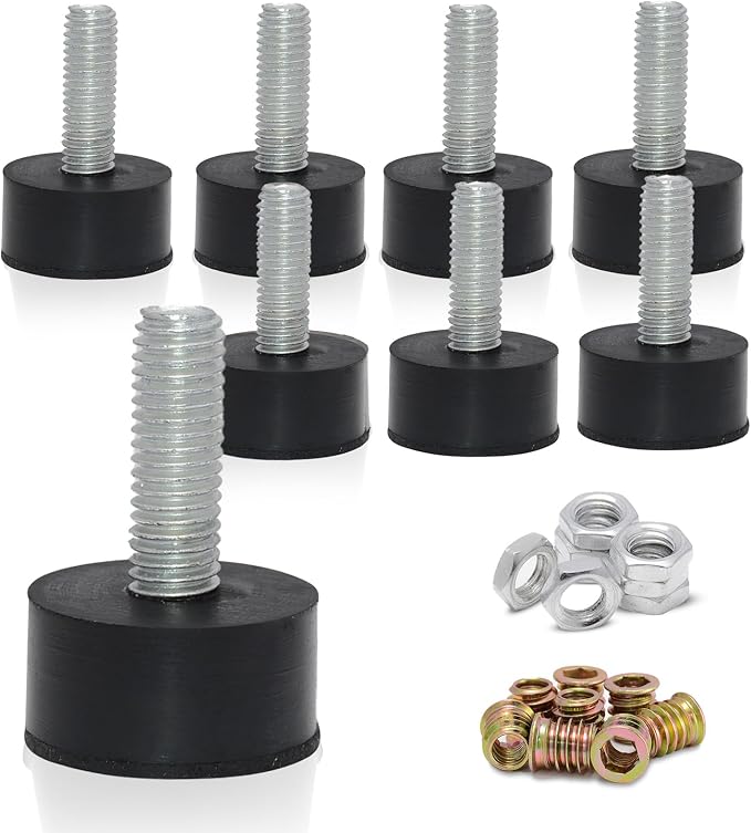 M8 Rubber Adjustable Furniture Leveler，8 Pack Leveling Feet Screws in Threaded by DIYfurniturerepairtools
