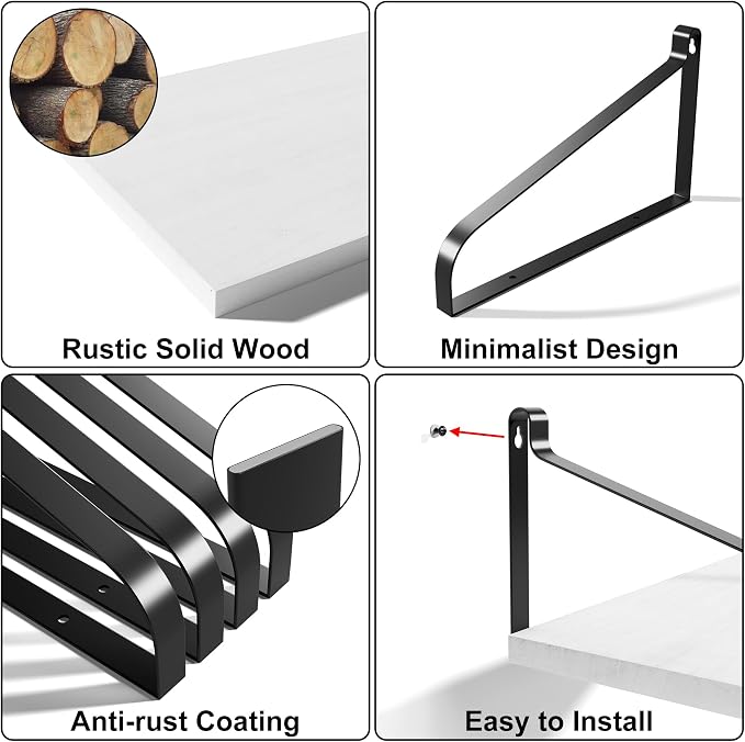 Love-KANKEI Floating Shelves Wall Mount Rustic Wood Wall Shelves - Image 9