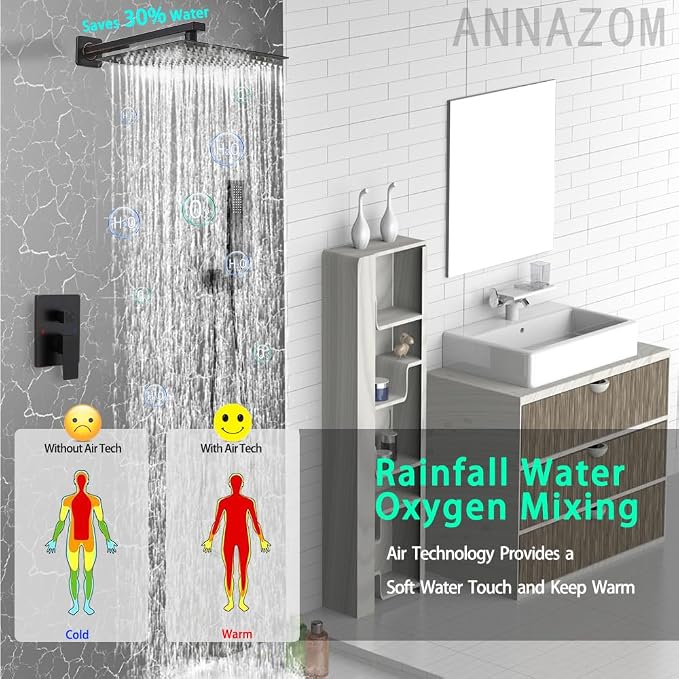 Oil Rubbed Bronze rain Shower Faucet Set Shower System 12 Inches Square Shower - Image 2
