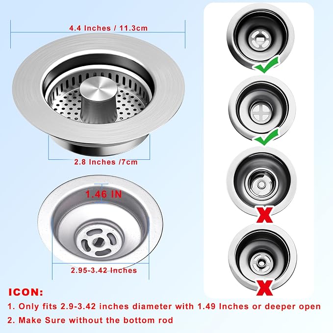 2 Pack Kitchen Sink Drain Strainer & Stopper - Image 7