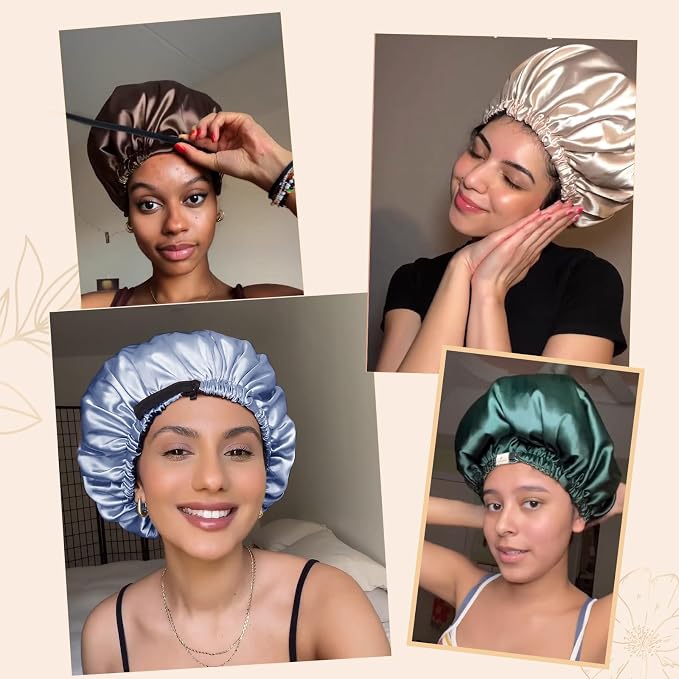 YANIBEST Adjustable Satin Bonnet Double Layer Hair Bonnet - Image 5