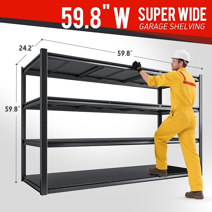 59.8" H Garage Shelving 2400LBS Metal Shelving Unit Adjustable Garage Storage - Image 2