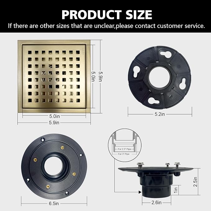 6 Inch Square Shower Drain - Image 2