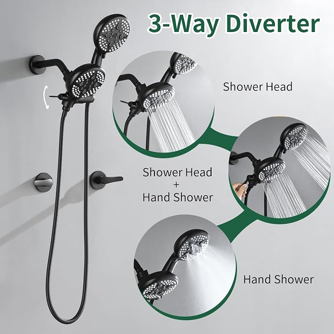 2 Handle Shower Faucet Shower System Complete 2 in 1 Shower Combo Set - Image 2