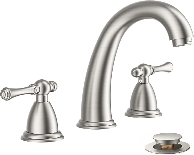 FORIOUS Faucet for Bathroom Sink 3 Hole, Brushed Nickel Bathroom Faucet by FORIOUS